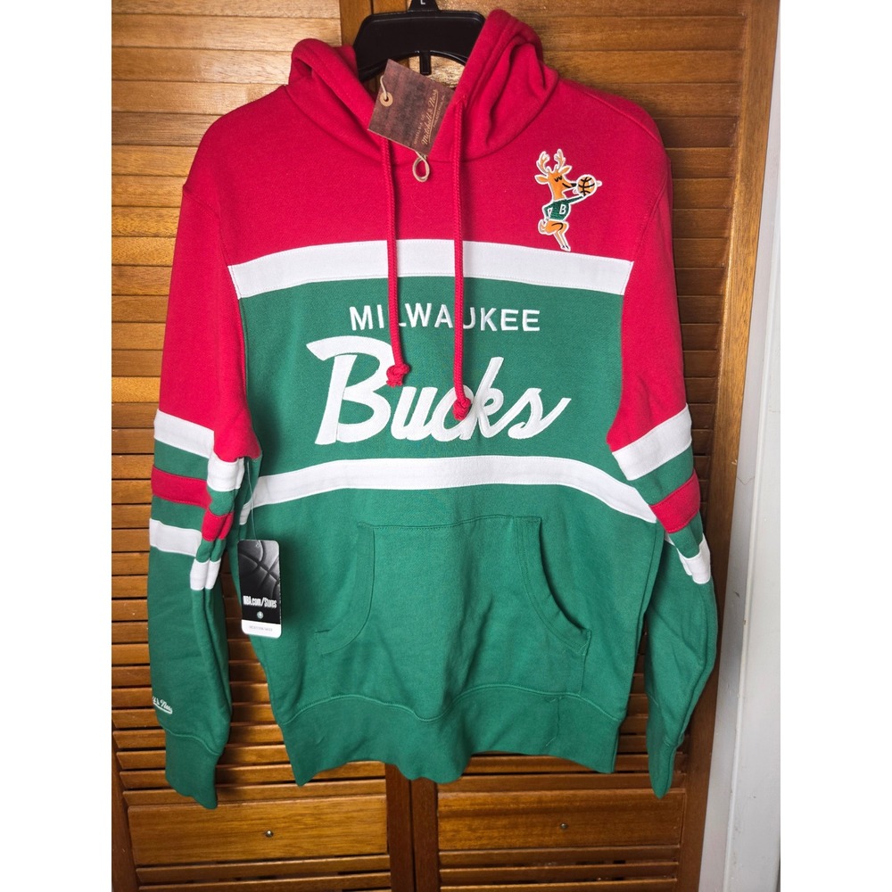 Milwaukee Bucks Mitchell & Ness Head Coach Hoodie Red/Green Small